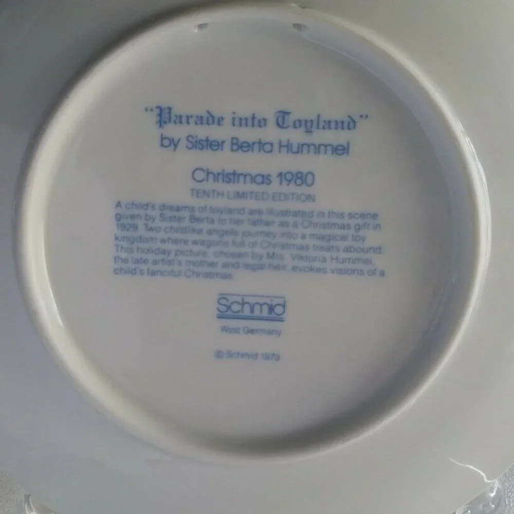 Vintage Bertha Hummel Plate Christmas 1980 PARADE INTO TOYLAND Ltd.Edition